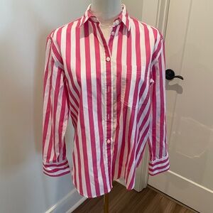 J. Crew Pink and White Striped Shirt